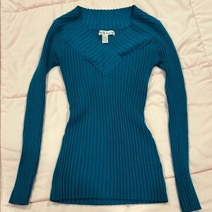 Y2k bodycon teal blue sweater